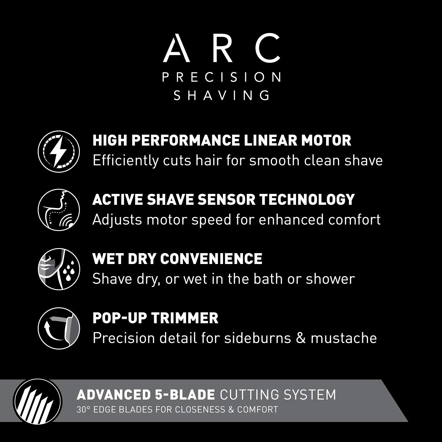 Panasonic ARC5 Electric Razor for Men with Pop-Up Trimmer, Wet/Dry 5-Blade Electric Shaver with Intelligent Shave Sensor and Multi-Flex Pivoting Head – ES-LV65-S (Silver)-1