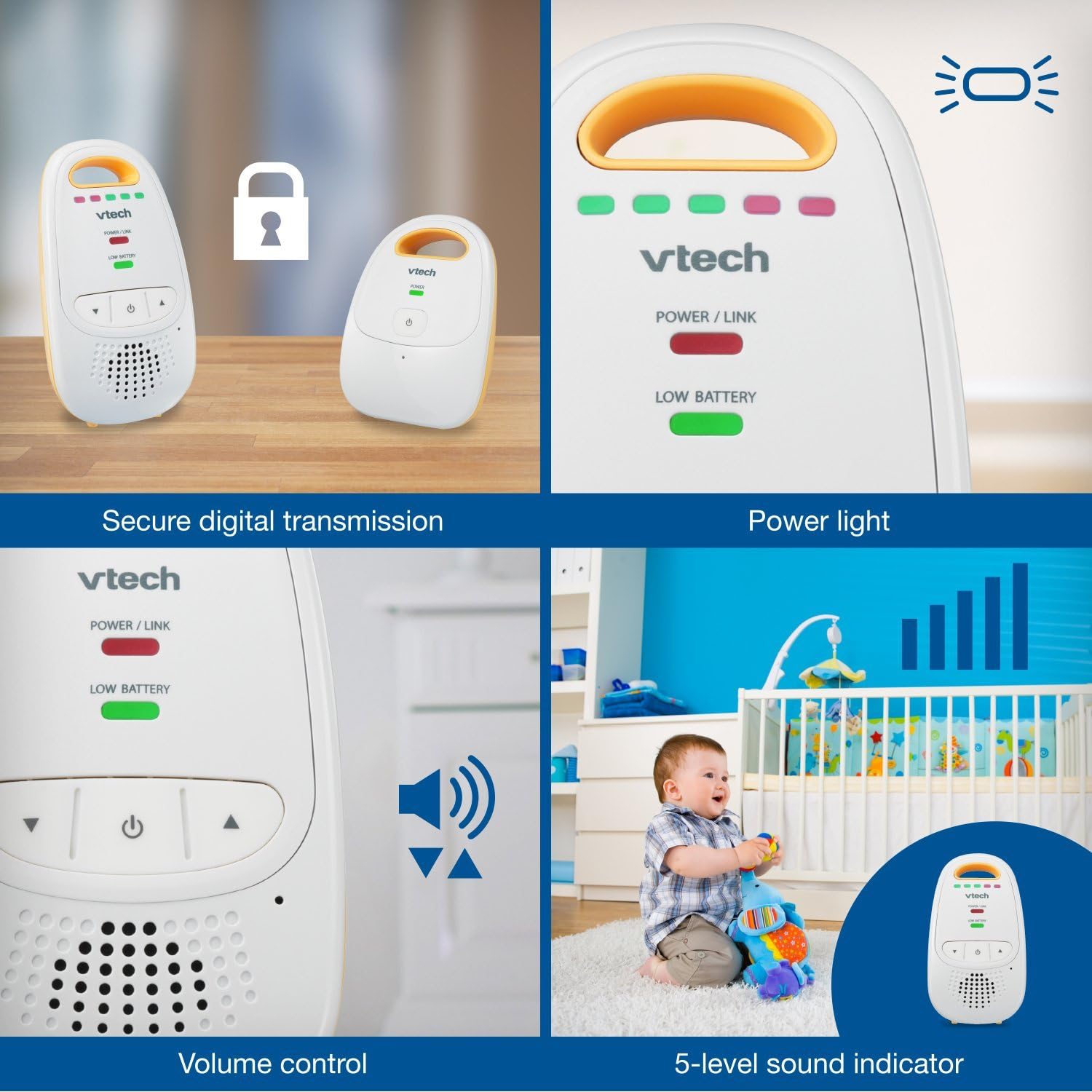 VTech Upgraded Audio Baby Monitor with Rechargeable Battery, Long Range, and Crystal-Clear Sound-4