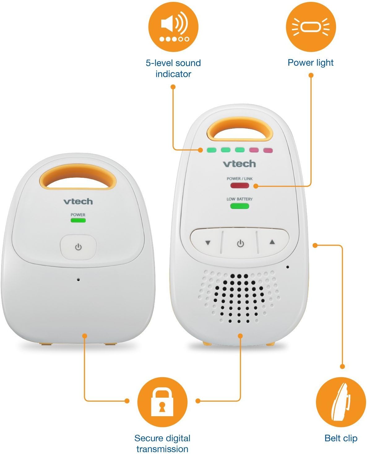 VTech Upgraded Audio Baby Monitor with Rechargeable Battery, Long Range, and Crystal-Clear Sound-5