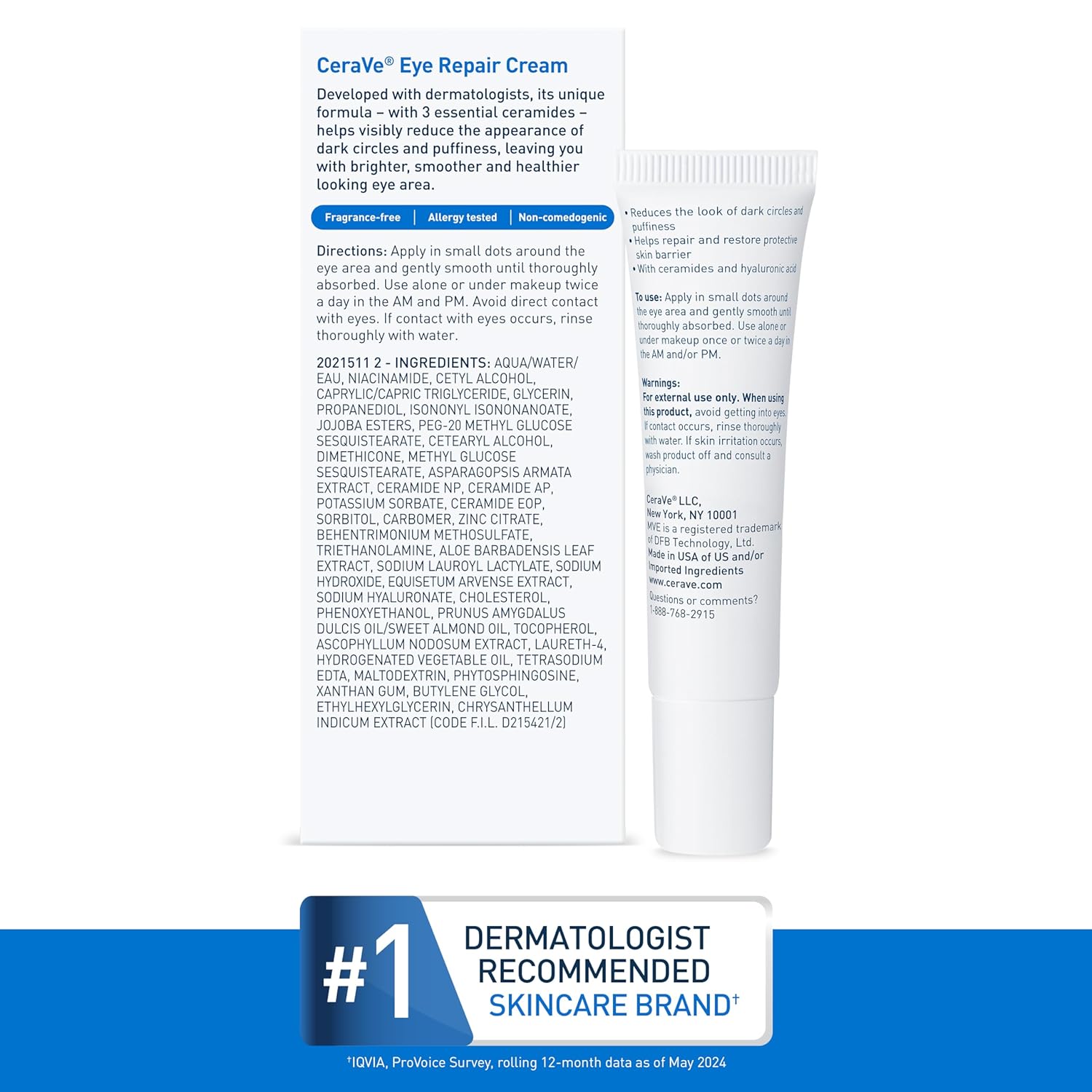 CeraVe Eye Repair Cream | Under Eye Cream For Puffiness And Bags Under Eyes | Hyaluronic Acid + Niacinamide + Marine Botanical Complex | Hydrating Eye Cream | Oil Free & Opthalmologist Tested-6