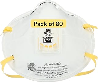 3M Particulate Respirator 8210V with Cool Flow Valve, Smoke, Grinding, Sanding, Sawing, Sweeping, Woodworking, Dust, 80/Pack