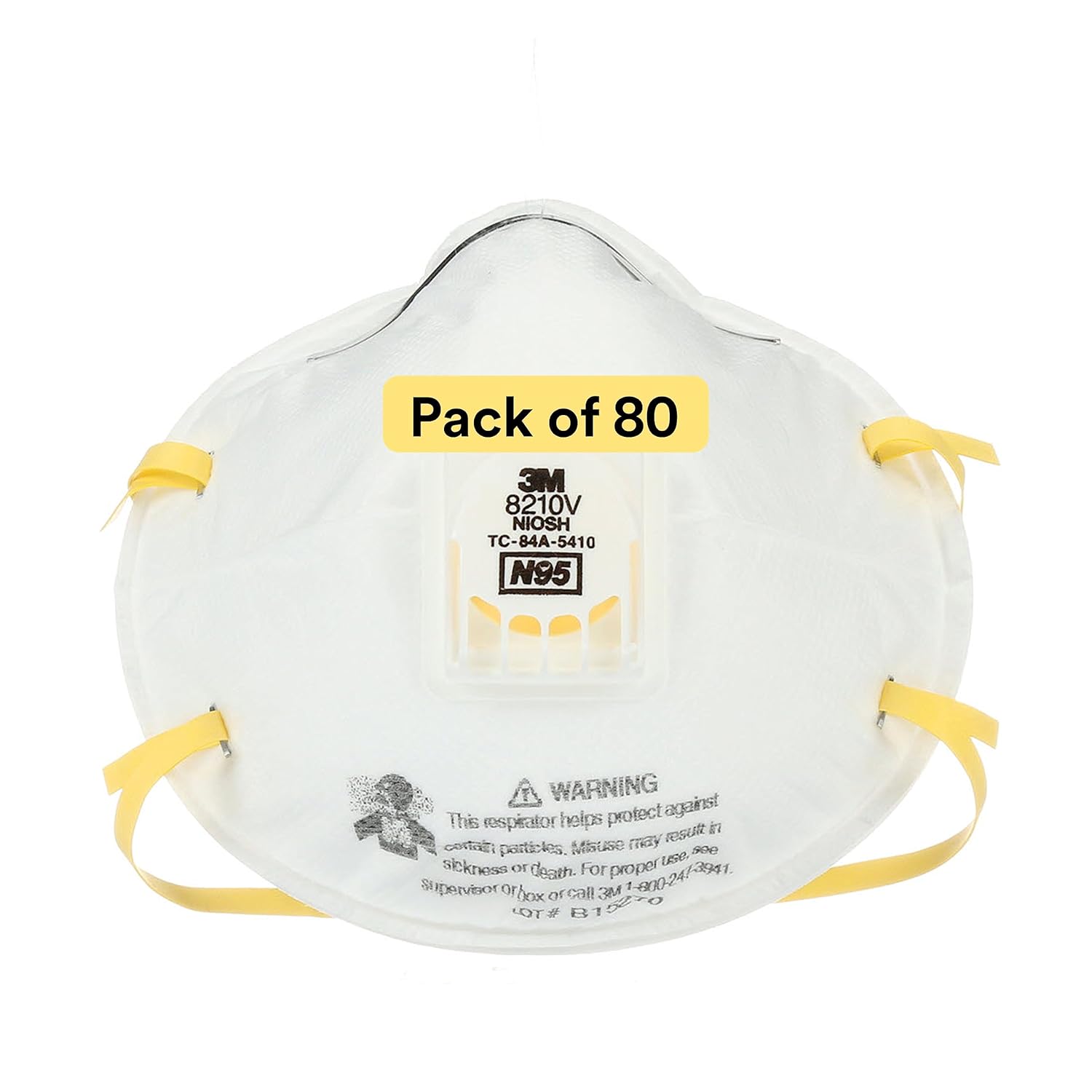 3M Particulate Respirator 8210V with Cool Flow Valve, Smoke, Grinding, Sanding, Sawing, Sweeping, Woodworking, Dust, 80/Pack-0