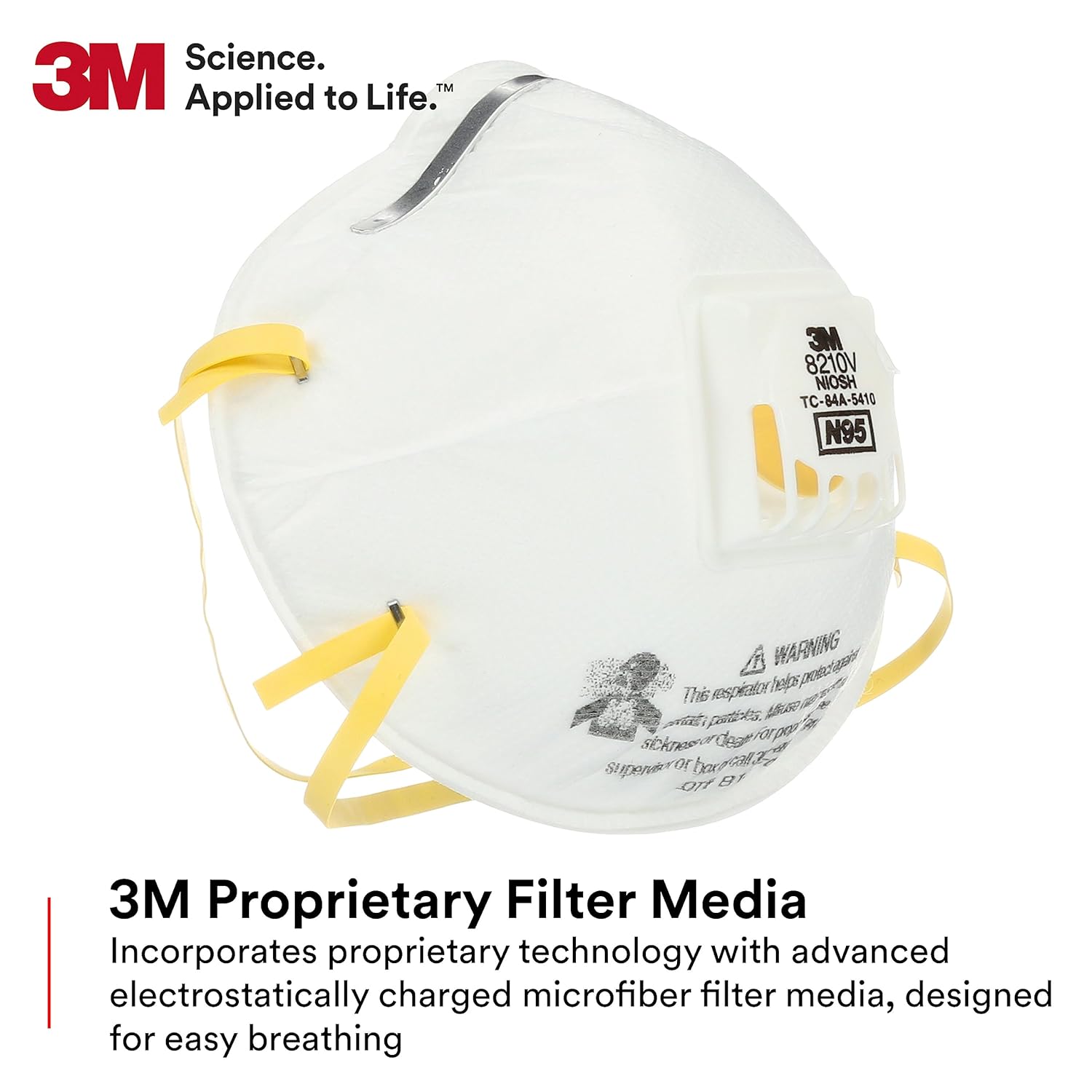 3M Particulate Respirator 8210V with Cool Flow Valve, Smoke, Grinding, Sanding, Sawing, Sweeping, Woodworking, Dust, 80/Pack-3