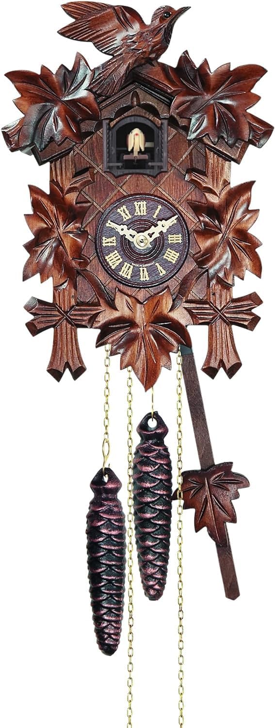 Engstler Quartz Cuckoo Clock 5-Leaves, Bird, Size: 8 inch, EN 522 Q-0