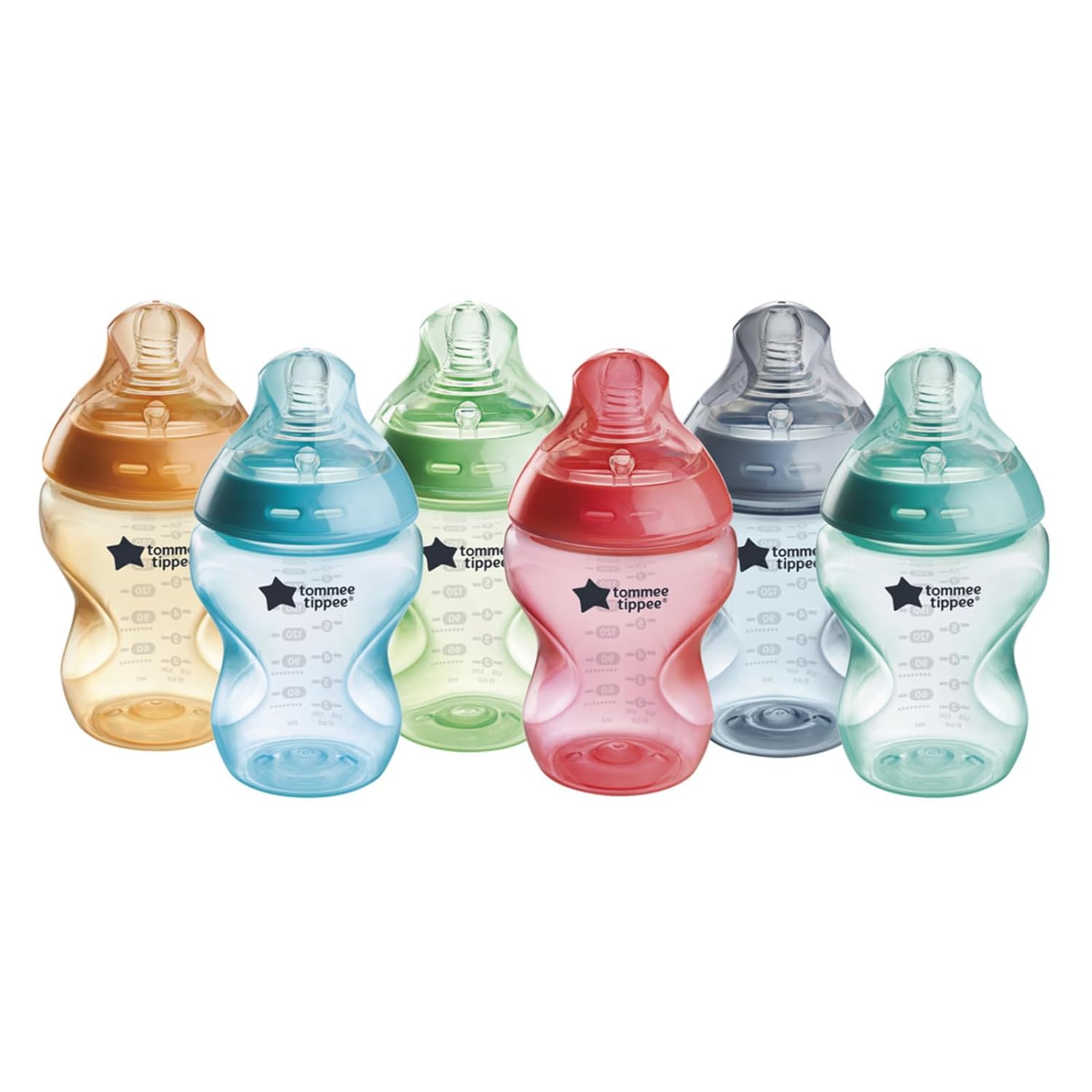 Tommee Tippee Natural Start Anti-Colic BPA Free Baby Bottles, 9oz, Slow-Flow Breast-Like Nipple for a Natural Latch, Designed for Seamless Transitions Between Bottle and Breast, Fiesta, Pack of 6-0