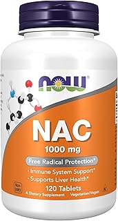 NOW Foods Supplements, NAC (N-Acetyl-Cysteine) 1,000 mg, Free Radical Protection*, 120 Tablets