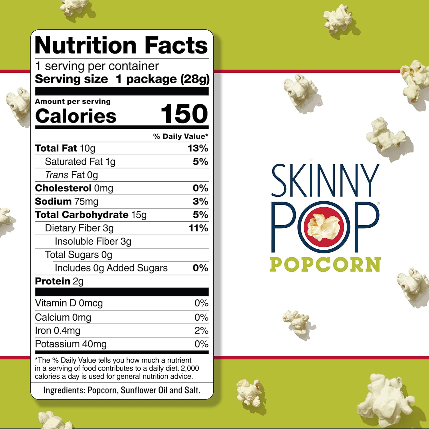 SkinnyPop Popcorn, Gluten Free, Dairy Free, Non-GMO, Healthy Snacks, Skinny Pop Original Popcorn, 1oz Individual Size Snack Bags (12 Count)-2