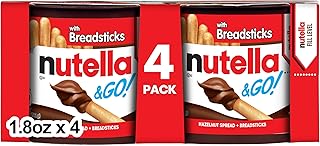 Nutella & GO! 4 Pack, Hazelnut and Cocoa Spread with Breadsticks, Snack Cups, 1.9 oz Each