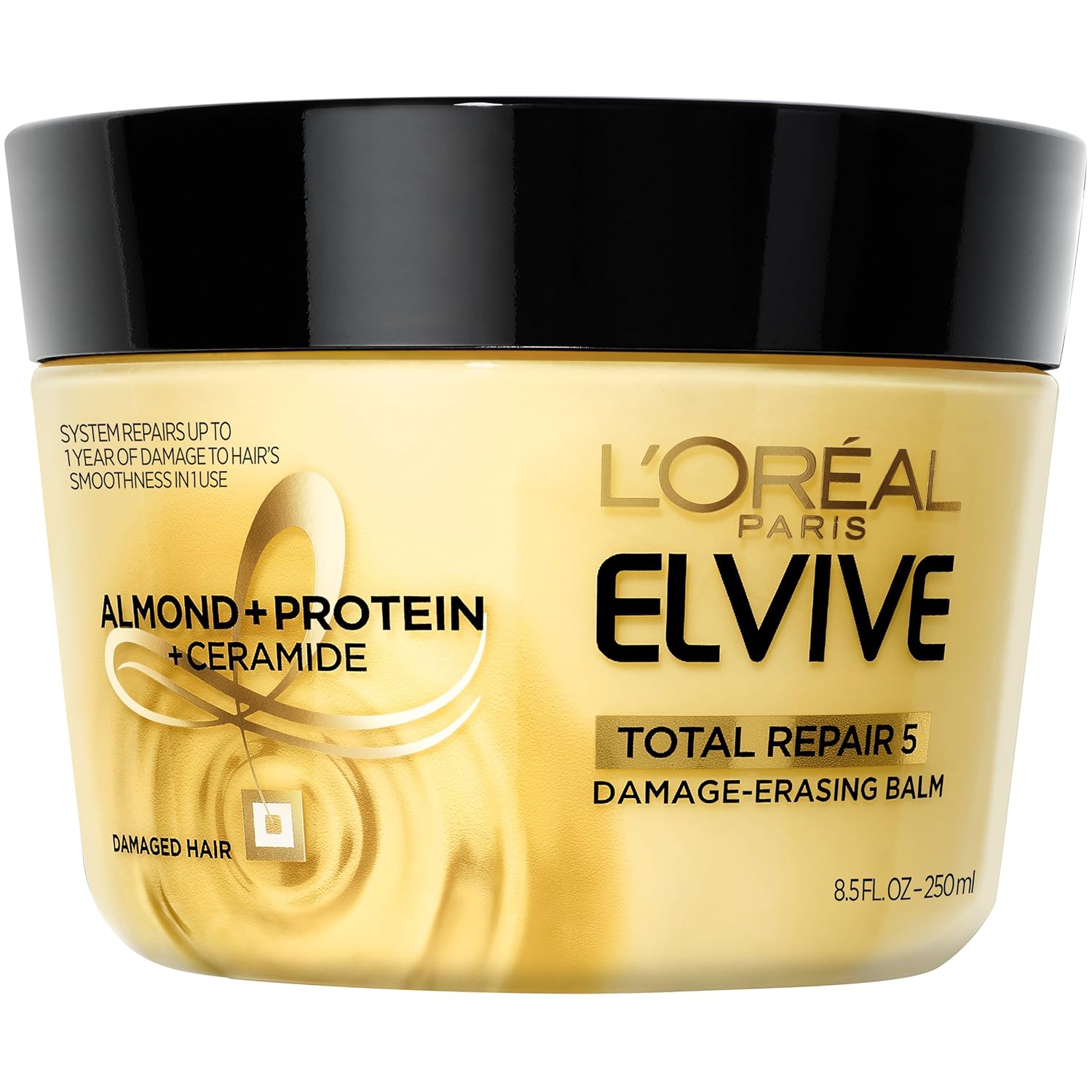 L'Oreal Paris Hair Expert Total Repair 5 Damage-Erasing Balm, Deeply repairs and reconstructs- dry, chemically treated hair, 8.5 oz. (Packaging May Vary)-0