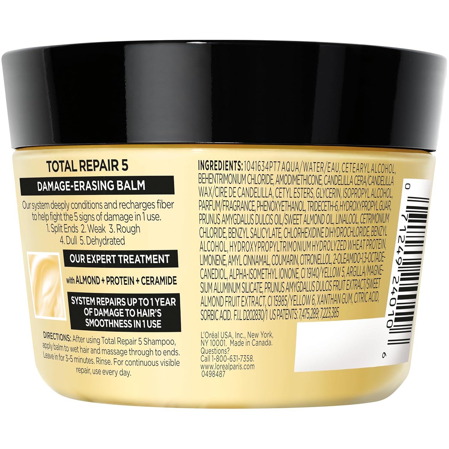 L'Oreal Paris Hair Expert Total Repair 5 Damage-Erasing Balm, Deeply repairs and reconstructs- dry, chemically treated hair, 8.5 oz. (Packaging May Vary)-1