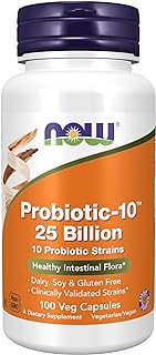 NOW Foods Supplements, Probiotic-10™, 25 Billion, with 10 Probiotic Strains, Dairy, Soy and Gluten Free, Strain Verified, 100 Veg Capsules