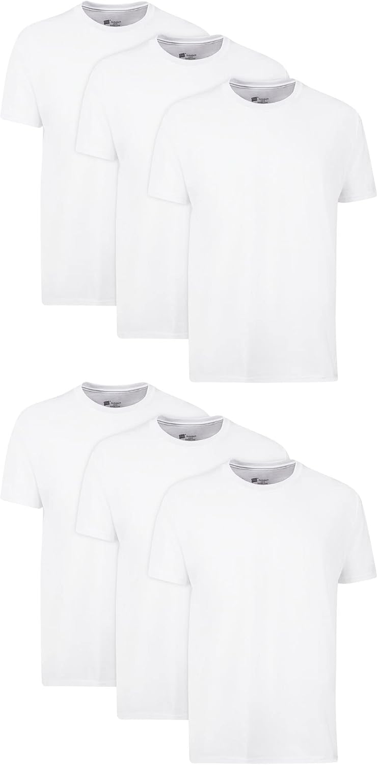 Hanes Men's Cotton, Moisture-Wicking Crew Tee Undershirts, Multi-Packs Available-0