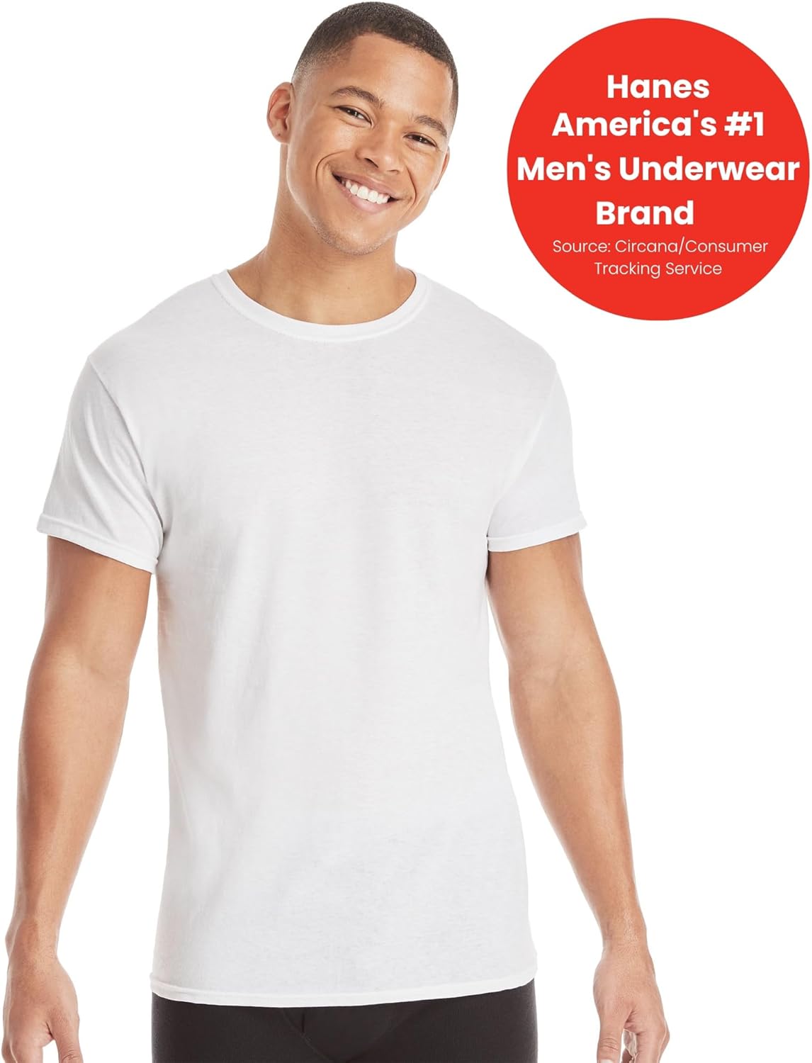 Hanes Men's Cotton, Moisture-Wicking Crew Tee Undershirts, Multi-Packs Available-1