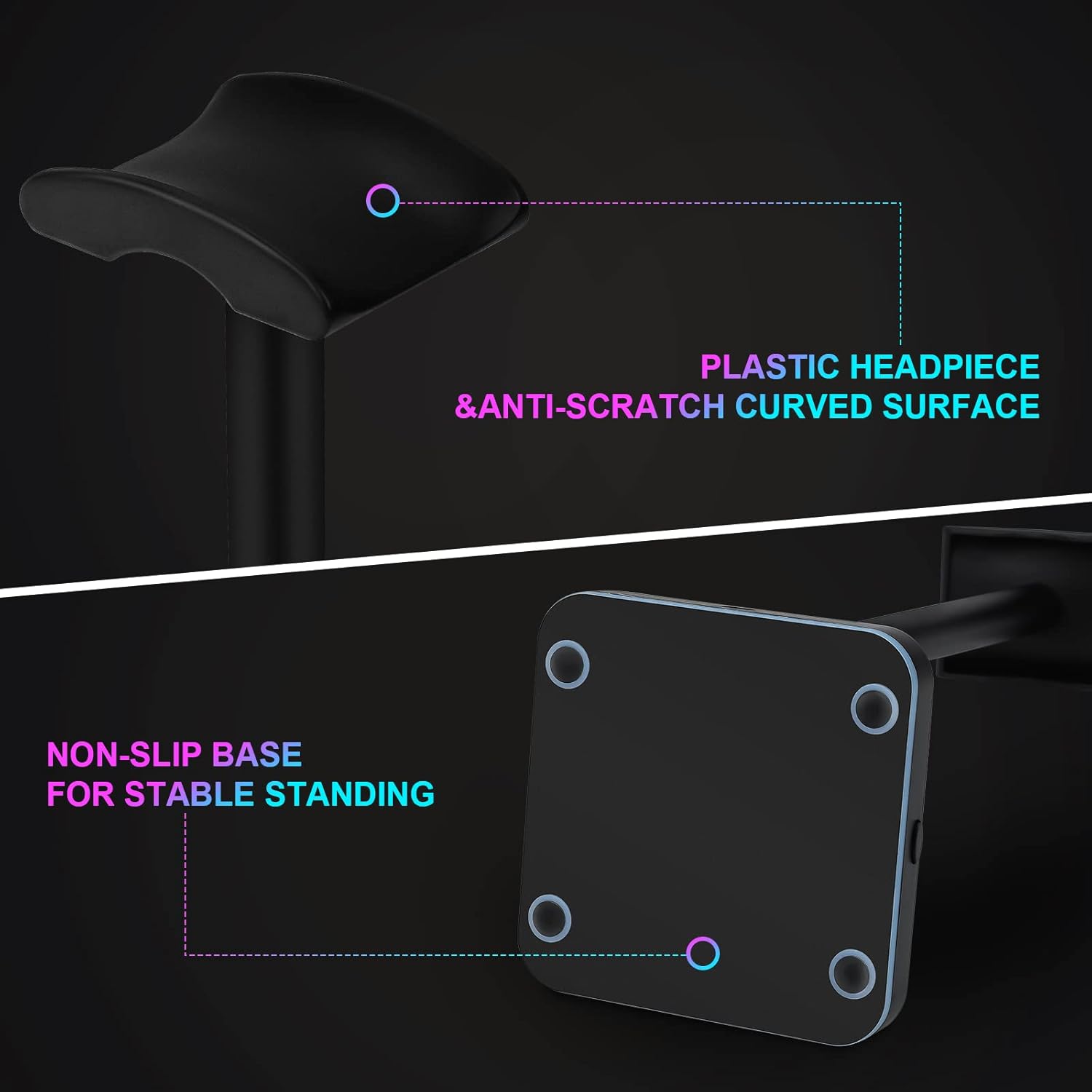 Headphone Stand with Wireless Charger Gaming Headset Holder with 10W/7.5W QI Charging Pad & 2 USB Charger Ports for Desktop PC Game Accessories-3