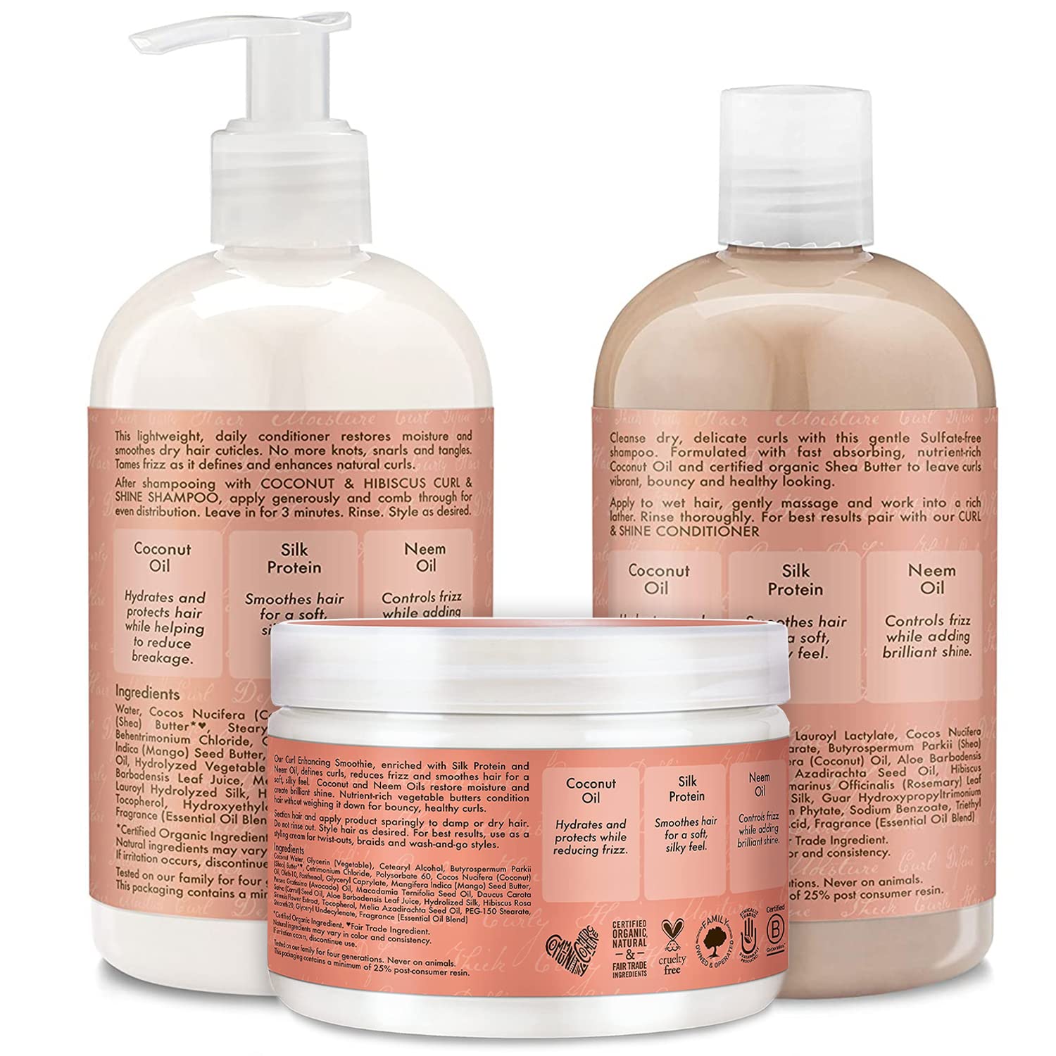 SheaMoisture Coconut & Hibiscus Curl Trio: Includes Curl & Shine Shampoo and CONDITIONER, Curl Enhancing Smoothie with Box-2