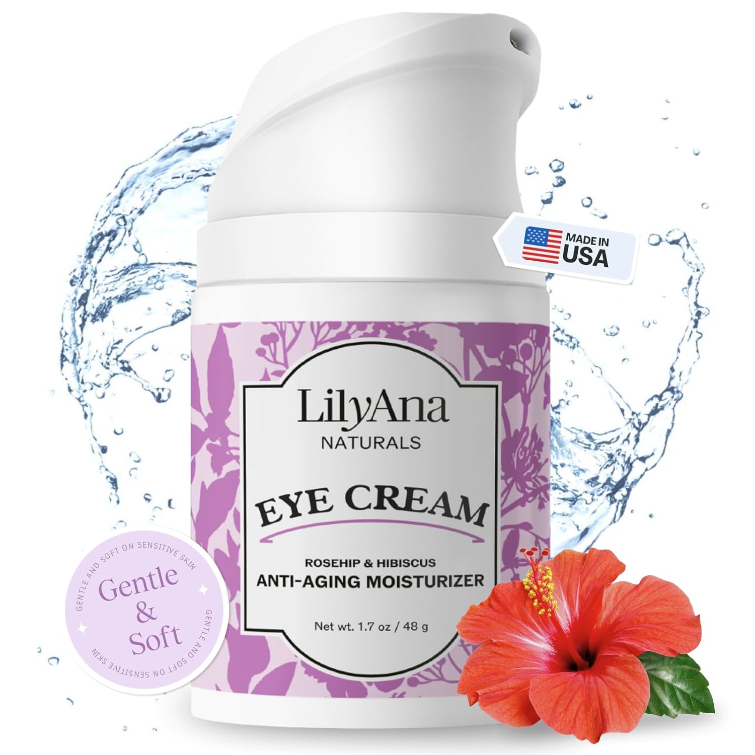 LilyAna Naturals Eye Cream for Dark Circles and Puffiness, Under Eye Cream for Wrinkles and Bags, Anti Aging Eye Cream helps Improve Dryness; for Sensitive Skin - 1.7 oz - Made in USA-0