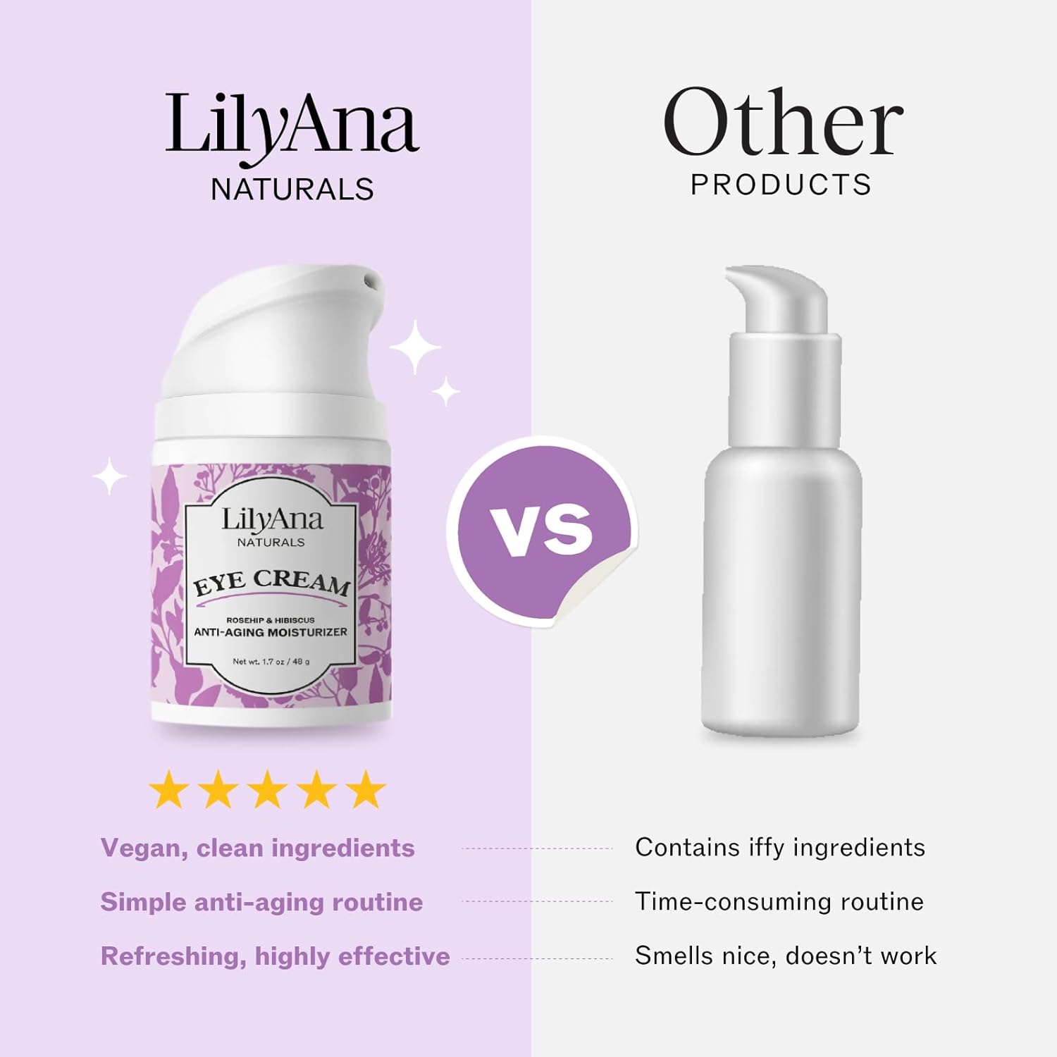 LilyAna Naturals Eye Cream for Dark Circles and Puffiness, Under Eye Cream for Wrinkles and Bags, Anti Aging Eye Cream helps Improve Dryness; for Sensitive Skin - 1.7 oz - Made in USA-4