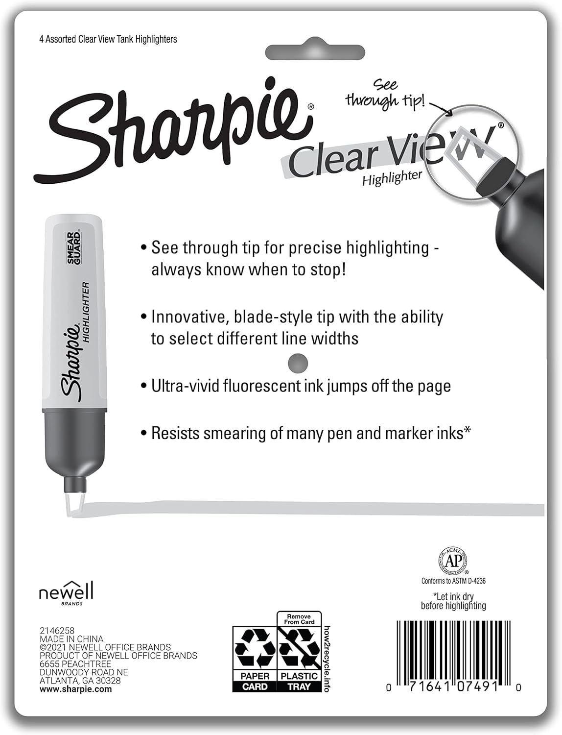 Sharpie Clear View Highlighters, Chisel Tip, Assorted Colors, 4 Count-5