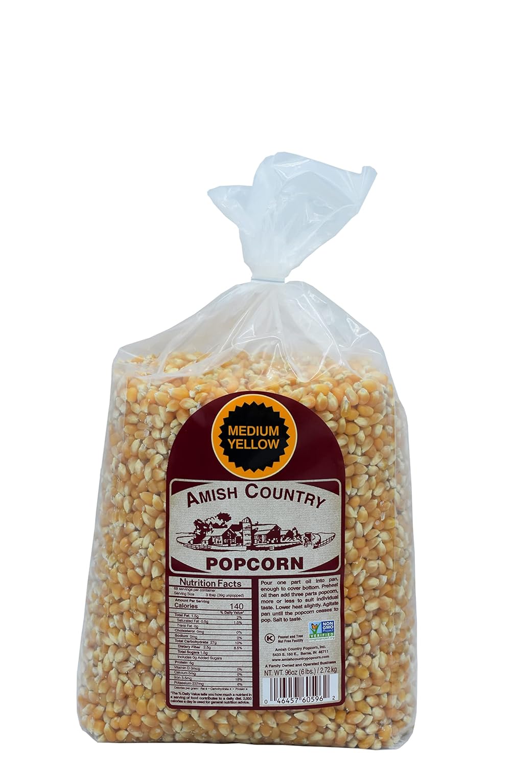 Amish Country Popcorn | 6 lb Bag | Medium Yellow Popcorn Kernels | Old Fashioned, Non-GMO and Gluten Free (Medium Yellow - 6 lb Bag)-0