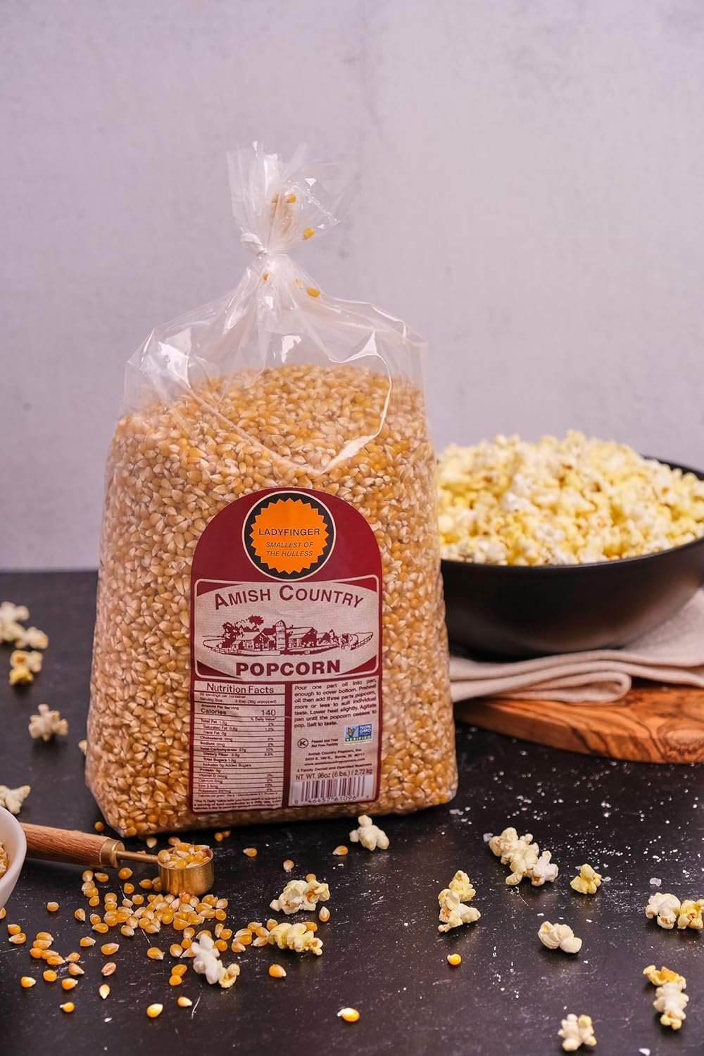 Amish Country Popcorn | 6 lb Bag | Ladyfinger Popcorn Kernels | Old Fashioned, Non-GMO and Gluten Free (Ladyfinger - 6 lb Bag)-1