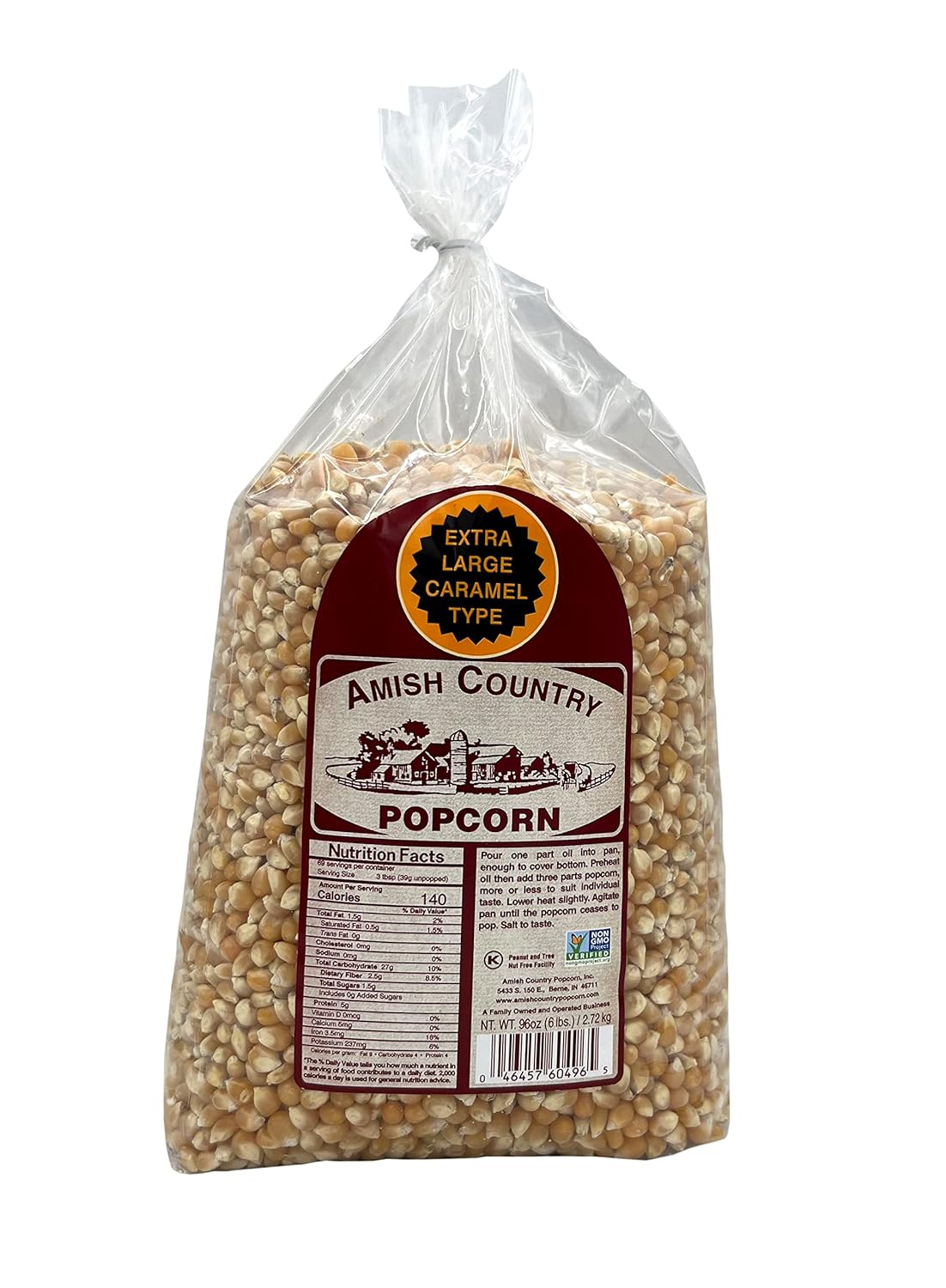 Amish Country Popcorn | 6 lb Bag | Popcorn Kernels | Small and Tender | Old Fashioned, Non-GMO and Gluten Free (6 Pound (Pack of 1), Extra Large Caramel)-0