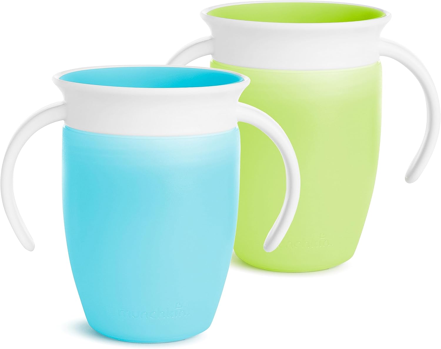 Munchkin® Miracle® 360 Trainer Sippy Cup with Handles, Spill Proof, 7 Ounce, 2 Pack, Green/Blue-0