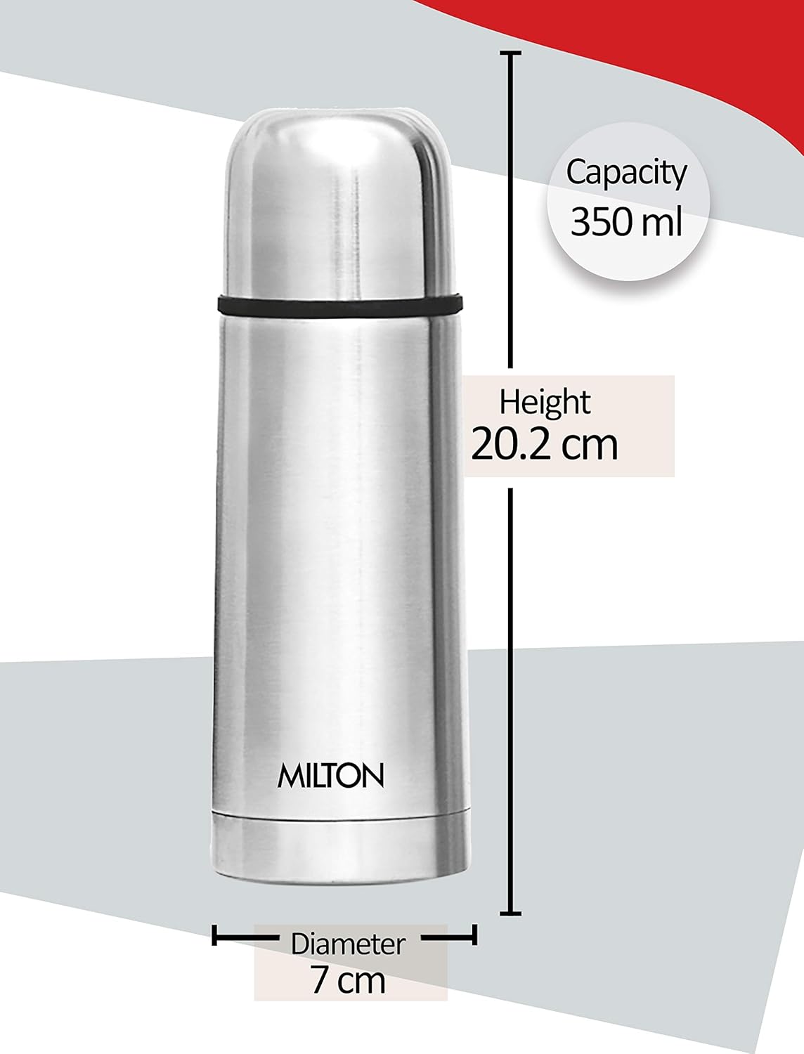 Milton Thermosteel Flip Lid Flask 350, Double Walled Vacuum Insulated Thermos 350 ml | 12 oz | 24 Hours Hot and Cold Water Bottle with Cover, 18/8 Stainless Steel, BPA Free, Leak-Proof | Silver-8