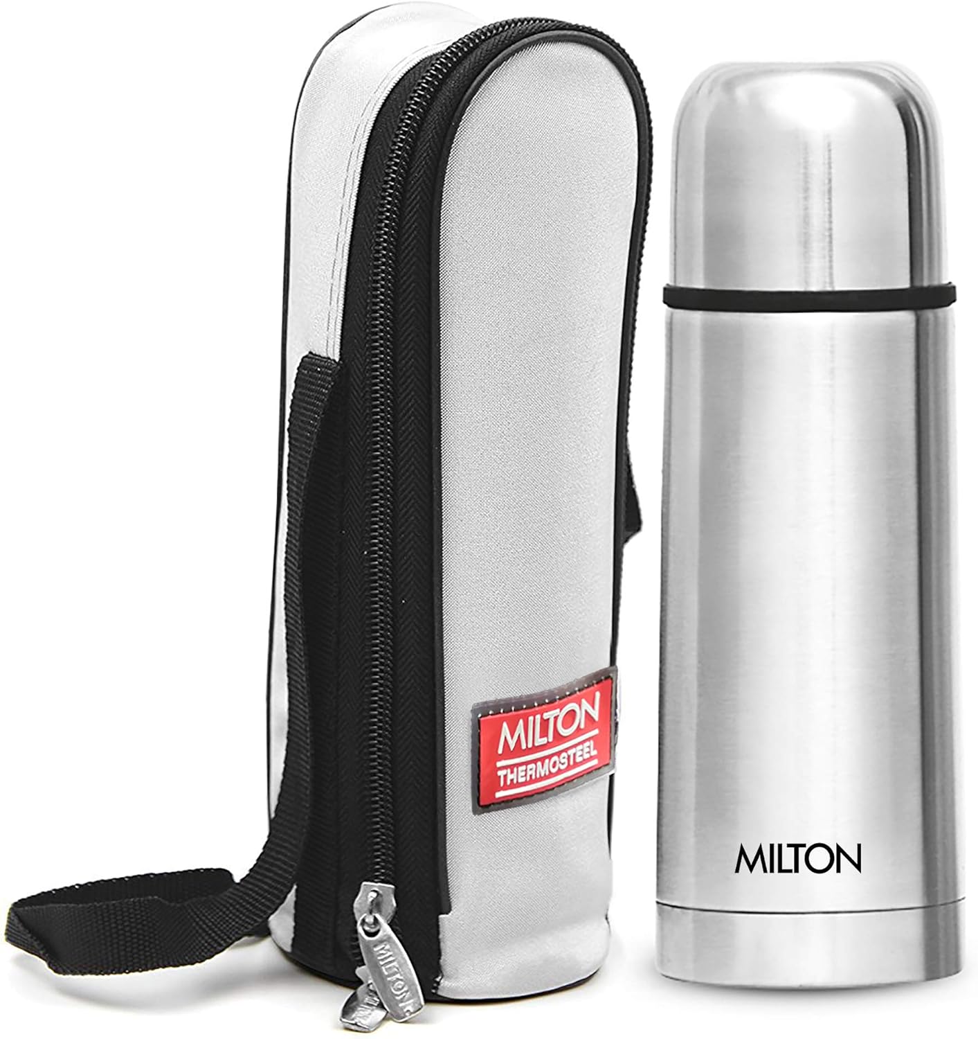 Milton Thermosteel Flip Lid Flask 350, Double Walled Vacuum Insulated Thermos 350 ml | 12 oz | 24 Hours Hot and Cold Water Bottle with Cover, 18/8 Stainless Steel, BPA Free, Leak-Proof | Silver-9