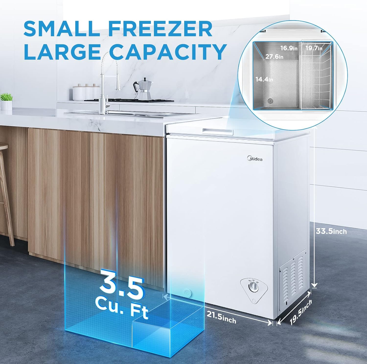 Midea MRC04M3AWW, White 3.5 cu. ft. Mini Freezer, Cubic Feet-1