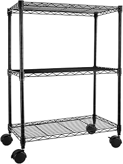 Simple Deluxe 3-Tier Heavy Duty Storage Shelves 750Lb Capacity, 24.02" D x 13.78" W x 31.98" H Shelving Unit for Pantry, Garage, Laundry and Kitchen, Black