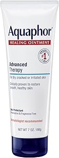 Aquaphor Healing Ointment Advanced Therapy Skin Protectant, Body Moisturizer for Dry Skin, Minor Cuts and Burns, Dry Cuticles, Cracked Heels, Hands and Lips, 7 Oz Tube