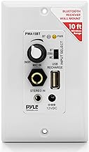 Pyle Wireless BT Receiver Wall Mount - 100W In-Wall Audio Control Receiver w/ Built-in Amplifier, USB/Microphone/Aux (3.5mm) Inputs, Speaker Terminal Block, Connect 2 Speakers, White - Pyle PWA15BT