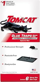 Tomcat Glue Traps Mouse Size with Eugenol for Enhanced Stickiness for Mice, Cockroaches, and Spiders, 6 Traps