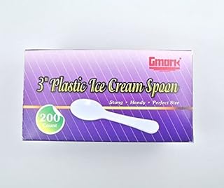 Gmark 200pc 3" Taster Spoons Plastic White, Pack of 200, GM1002