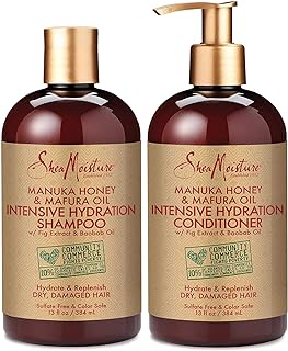 SheaMoisture Shampoo and Conditioner Set, Manuka Honey, Mafura Oil, Baobab Oil & Fig Extract, Hydrate + Replenish, Vitamin C, Sulfate Free & Hair Color Safe, Deep Conditioning, 13 Fl Oz Ea