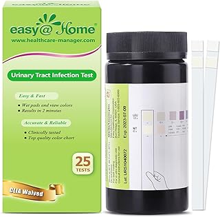 Easy@Home 25 Tests/Bottle Urinary Tract FSA Eligible Infection UTI Test Strips, Monitor Bladder Urinary Tract Issues Testing Urine- for Over The Counter (OTC) USE, Urinalysis (UTI-25P)