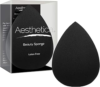 Aesthetica Cosmetics Beauty Sponge Blender - Latex Free and Vegan Makeup Sponge Blender - For Powder, Cream or Liquid Application - One Piece Make Up Sponge