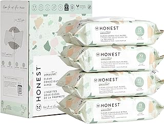 The Honest Company Clean Conscious Unscented Wipes | Over 99% Water, Compostable, Plant-Based, Baby Wipes | Hypoallergenic for Sensitive Skin, EWG Verified | Geo Mood, 288 Count