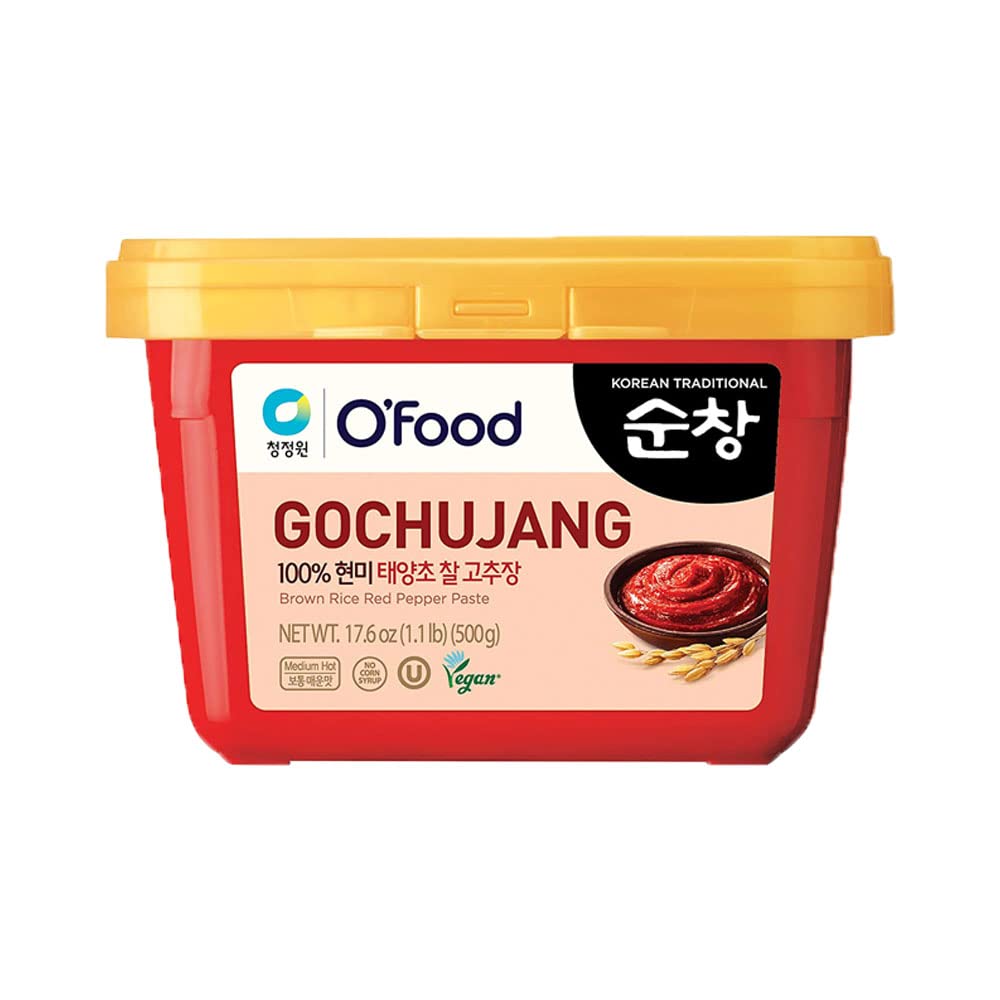 Chung Jung One O'Food Medium Gochujang 1.1lb, Korean Red Chili Pepper Paste, Spicy, Sweet and Savory Sauce, Traditional Fermented Condiment, 100% Brown Rice, No Corn Syrup-0