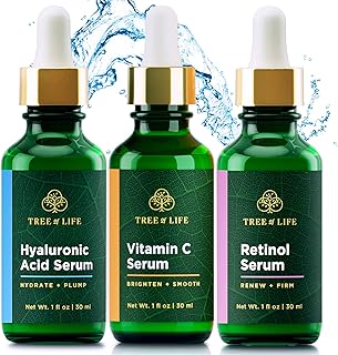 Tree of Life Beauty Facial Skin Care Set, Brightening, Firming, Hydrating, Dry Face, Dermatologist Tested - Trio Power Kit, Vitamin C, Retinol and Hyaluronic Acid, 3 count of 1 Fl Oz