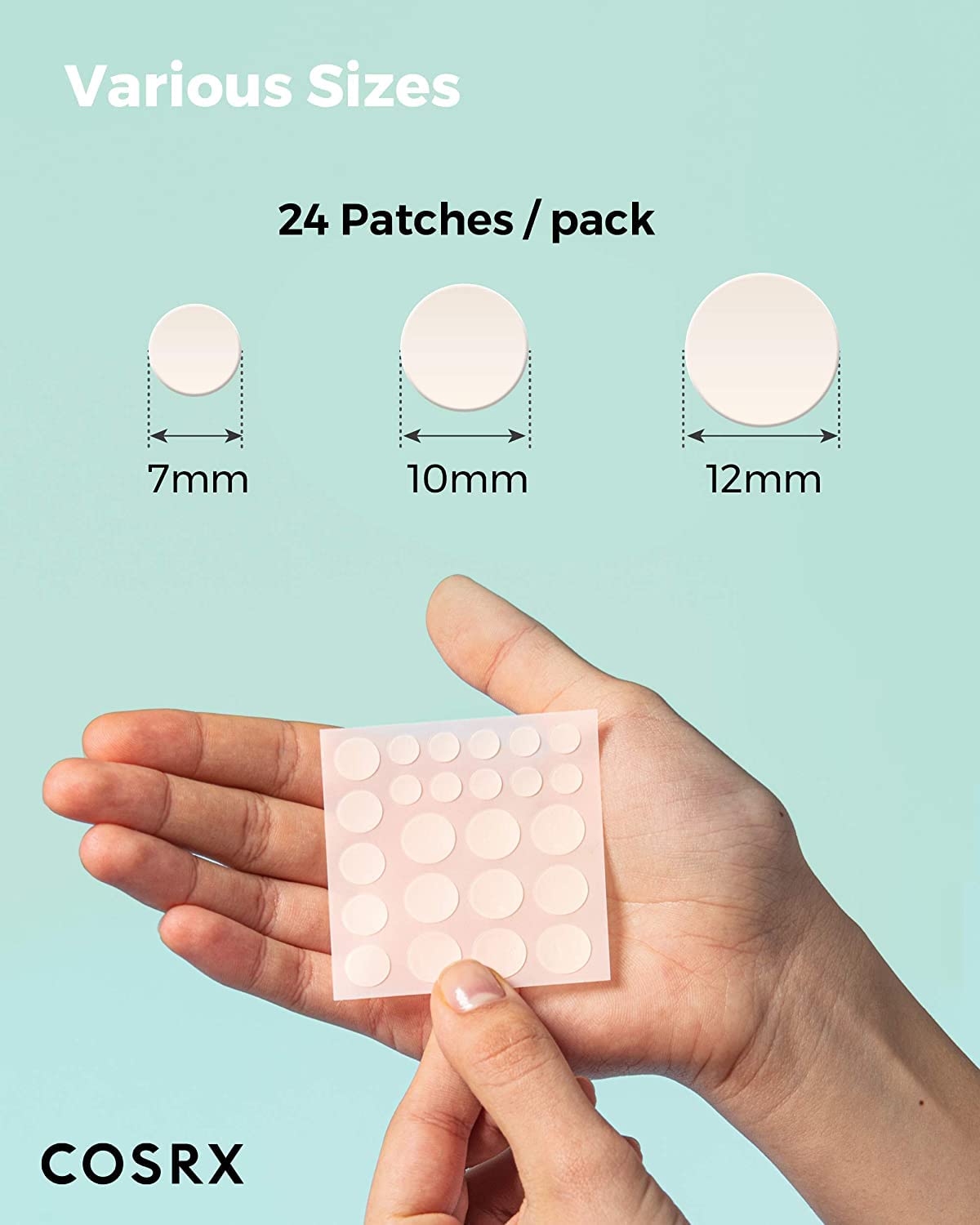 COSRX Acne Pimple Patch (96) Absorbing Hydrocolloid Original 3 Size Patches for Blemishes and Zits Cover, Spot Stickers for Face and Body, Not Tested on Animals-5