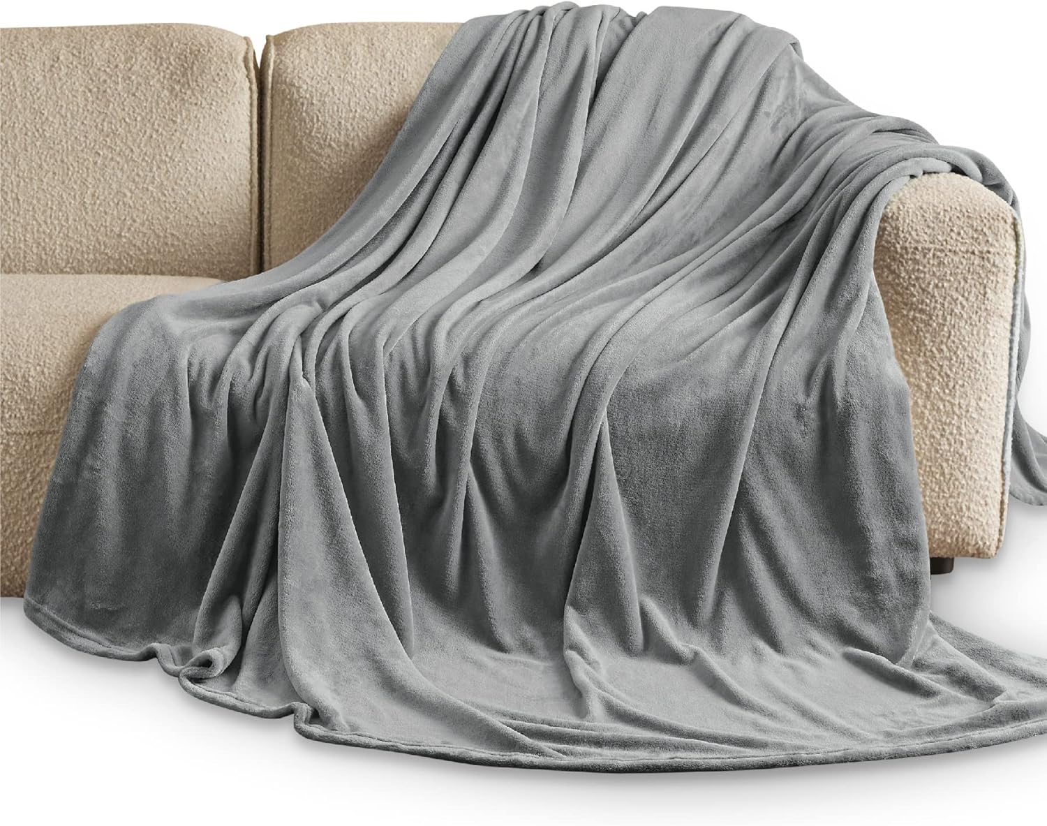 Bedsure Fleece Bed Blankets Queen Size Grey - Soft Lightweight Plush Fuzzy Cozy Luxury Blanket Microfiber, 90x90 inches-1