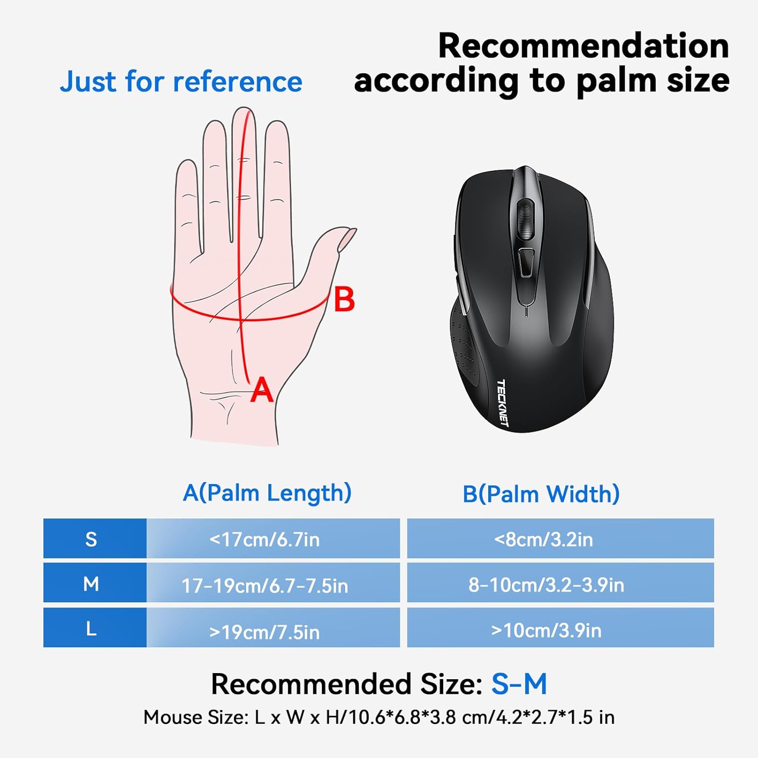 TECKNET Wireless Mouse Rechargeable, 2.4G USB-A Silent Mouse, Quiet Click, 6 Adjustable 4800 DPI, Cordless Computer Mouse, Ergonomic Mouse for Laptop, 6 Buttons Mouse for Chromebook, Ergo Grip - Black-2