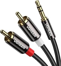 UGREEN 3.5mm to RCA Cable, 3.3FT RCA Male to Aux Audio Adapter HiFi Sound Headphone Jack Adapter Metal Shell RCA Y Splitter RCA Auxiliary Cord 1/8 to RCA Connector for Phone Speaker MP3 Tablet HDTV