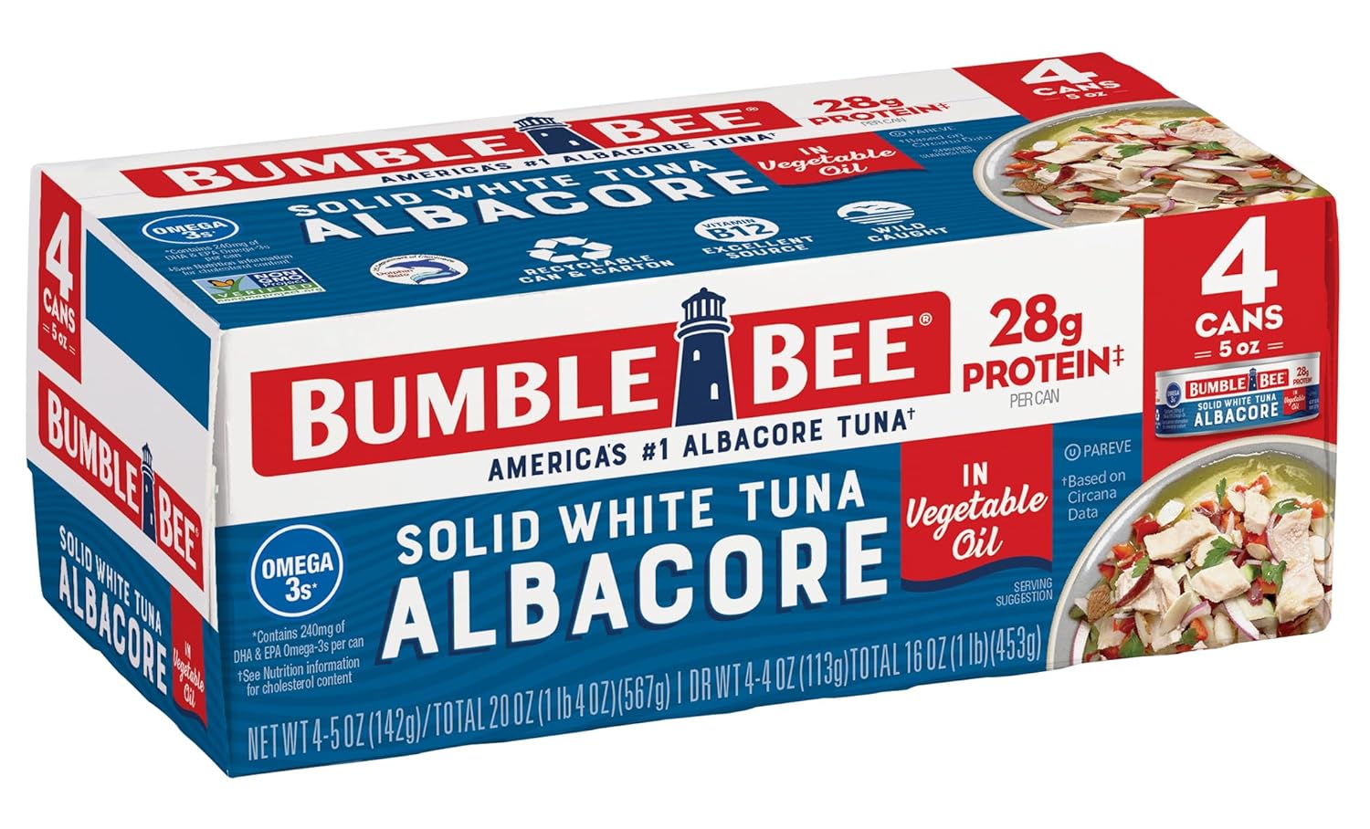 Bumble Bee Solid White Albacore Tuna in Oil, 5 Ounce (Pack of 4)-0