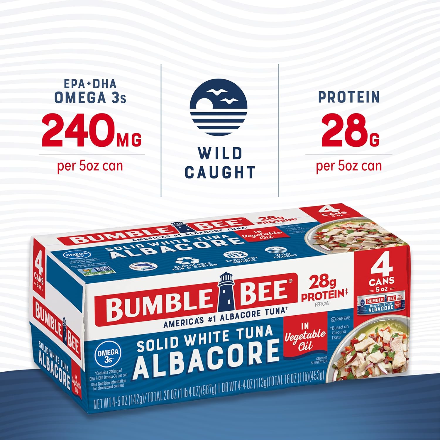 Bumble Bee Solid White Albacore Tuna in Oil, 5 Ounce (Pack of 4)-1