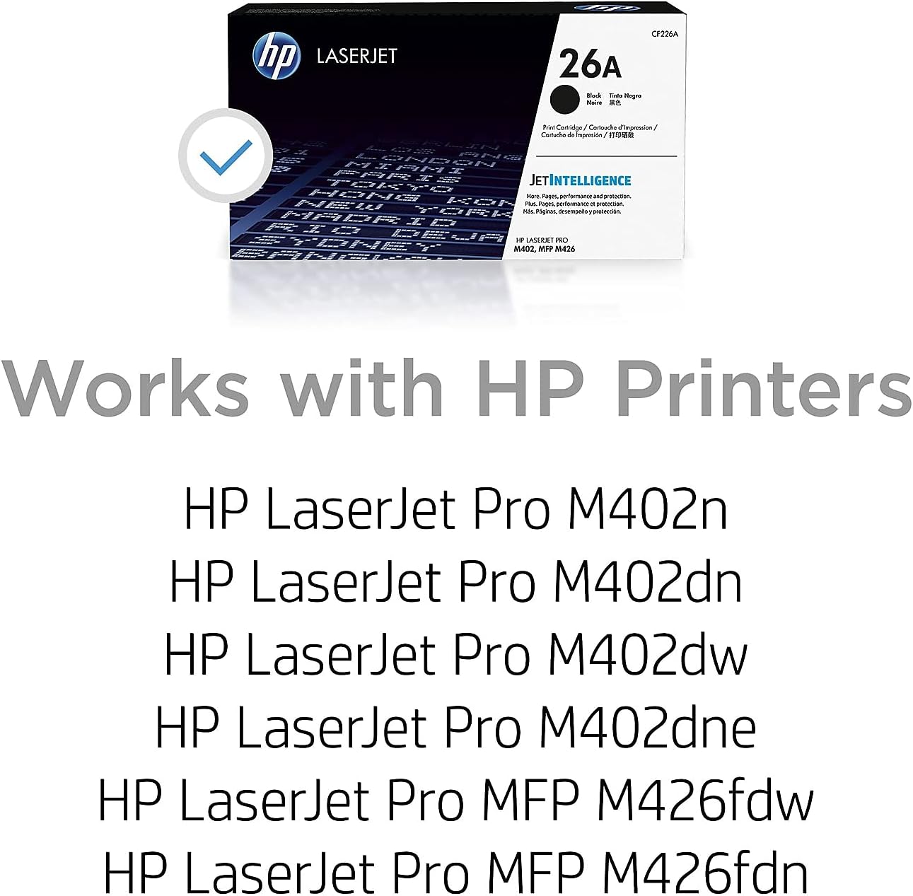 HP 26A Black Toner Cartridge | Works with HP LaserJet Pro M402 Series, HP LaserJet Pro MFP M426 Series | CF226A-1