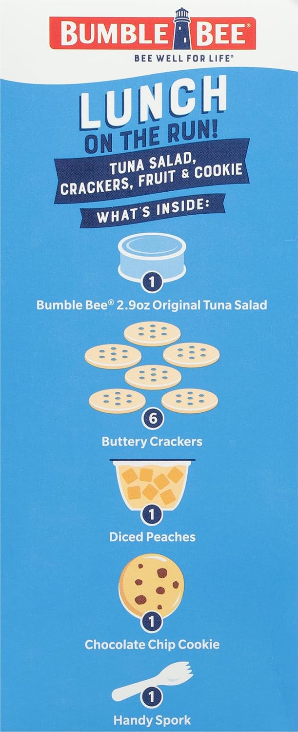 Bumble Bee Lunch On The Run Tuna Salad with Crackers Kit, 8.2 oz (Pack of 4) - Ready to Eat, Includes Crackers, Cookie & Peaches - Wild Caught Tuna - Shelf Stable & Convenient Source of Protein-5