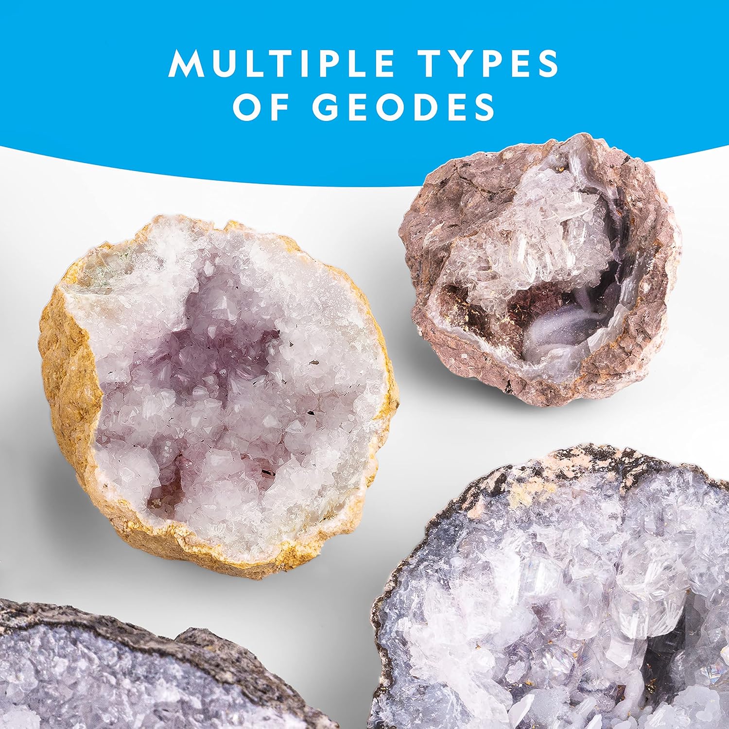 NATIONAL GEOGRAPHIC Break Open 10 Premium Geodes – includes Goggles and 2 Display Stands - Great STEM Science Kit, Geology Gift for Kids, Break Your Own Geodes with Crystals, Toys for Boys and Girls-3