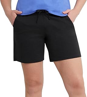 Hanes Women's Jersey Pocket Shorts, Drawstring Cotton Jersey Shorts, 7" Inseam